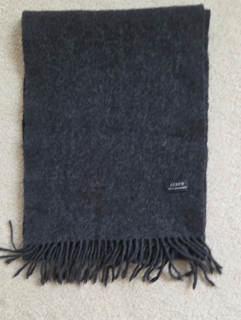 J. Crew Men's Charcoal Gray Wool Fringe Scarf